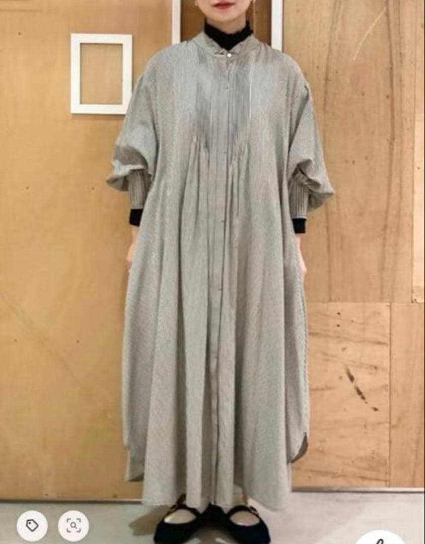 l'atelier du savonウィングカラーピンタックワンピース チェック