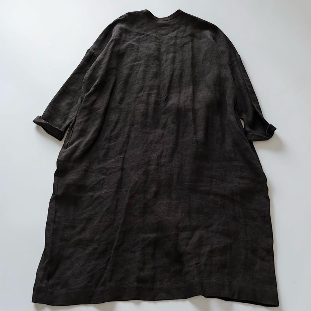 美品✨ナンバー18オハコ　リネン100 コート　チャコールグレー　羽織り