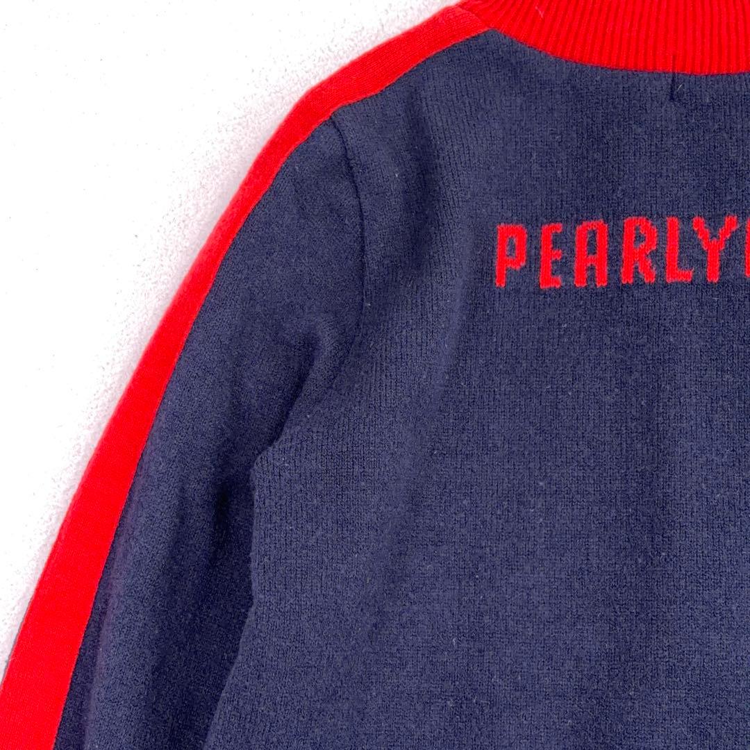 【パーリーゲイツ】ゴルフ ニットブルゾン ロゴ編み込み 裏地メッシュ ウール 1