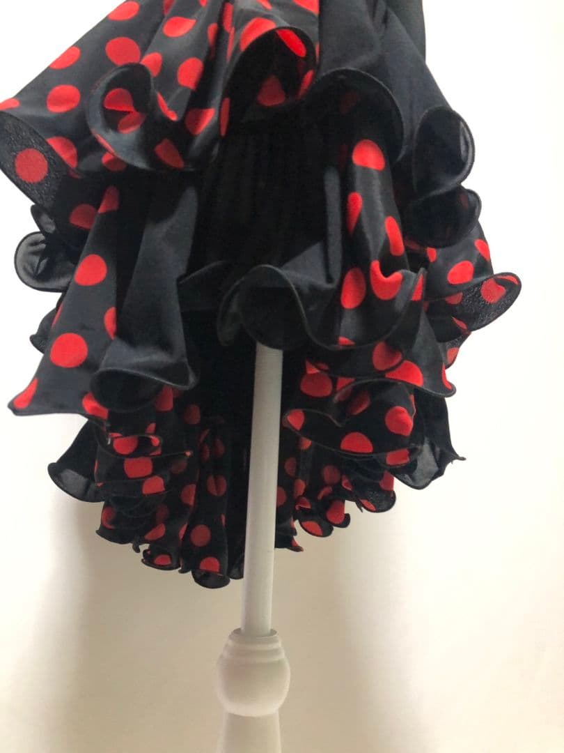 社交ダンス練習着パーティー。プリマブティック素敵な水玉ラテンドレスベルト付き