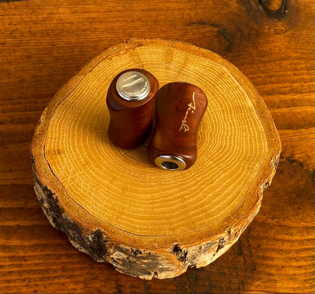 ウッドノブ　ハンドルノブ　未使用　平型　リールカスタムパーツ　ダイワS シマノA