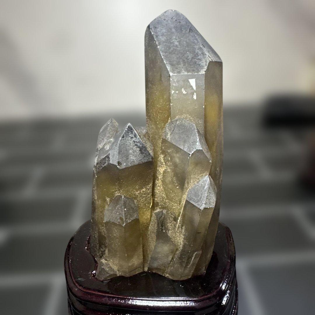 シトリン／スモーキシトリン原石 3点セット 台座付