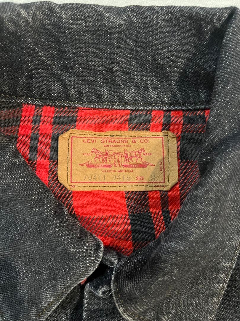 【先染めブラック】80s Levi's 70411 ネルライナー ブラック