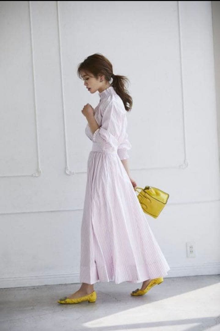 SEVEN TEN ストライプシャーリングドレス