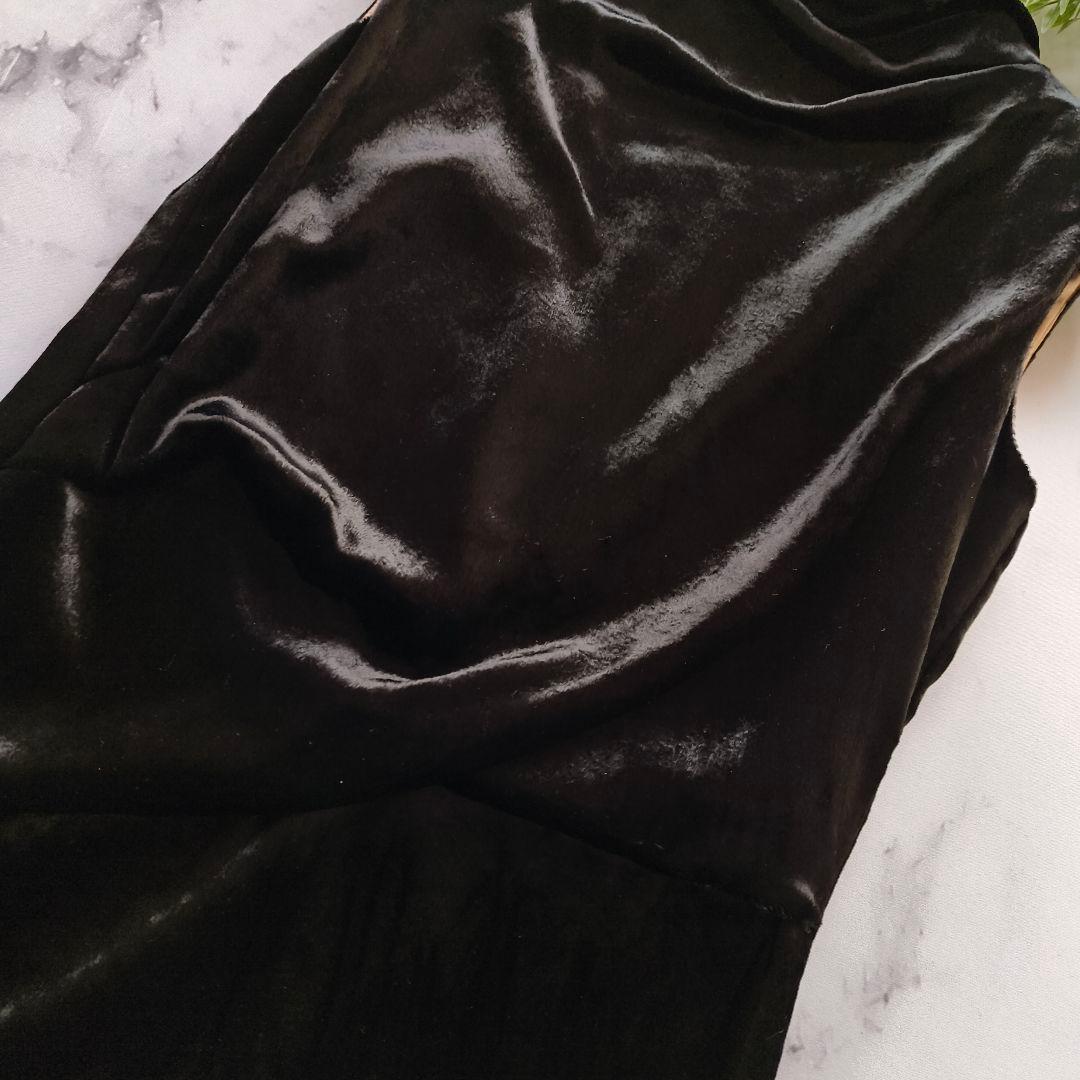 近年 定価7.5万 エポカ ベロア ロングワンピース ブラック ドレープ 40