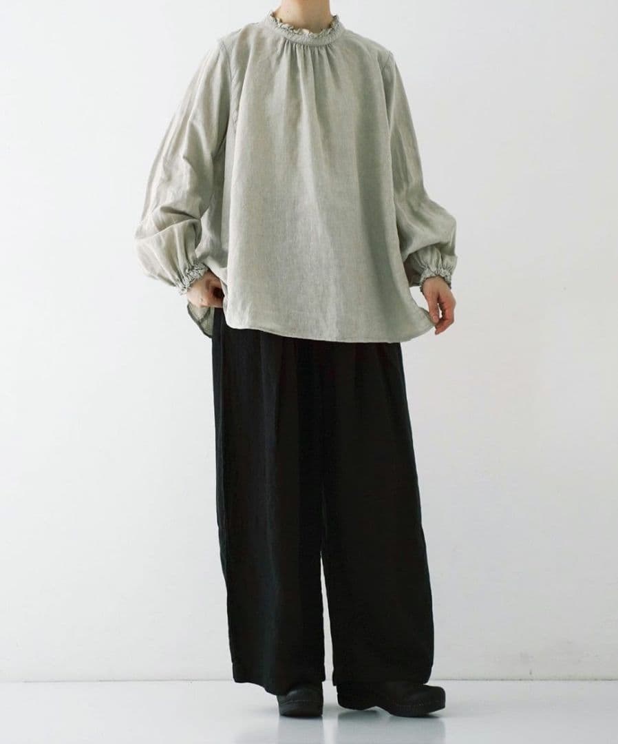 nest Robeネストローブ ‧̍̊·̊ リネンスタンドフリルブラウスFサイズ