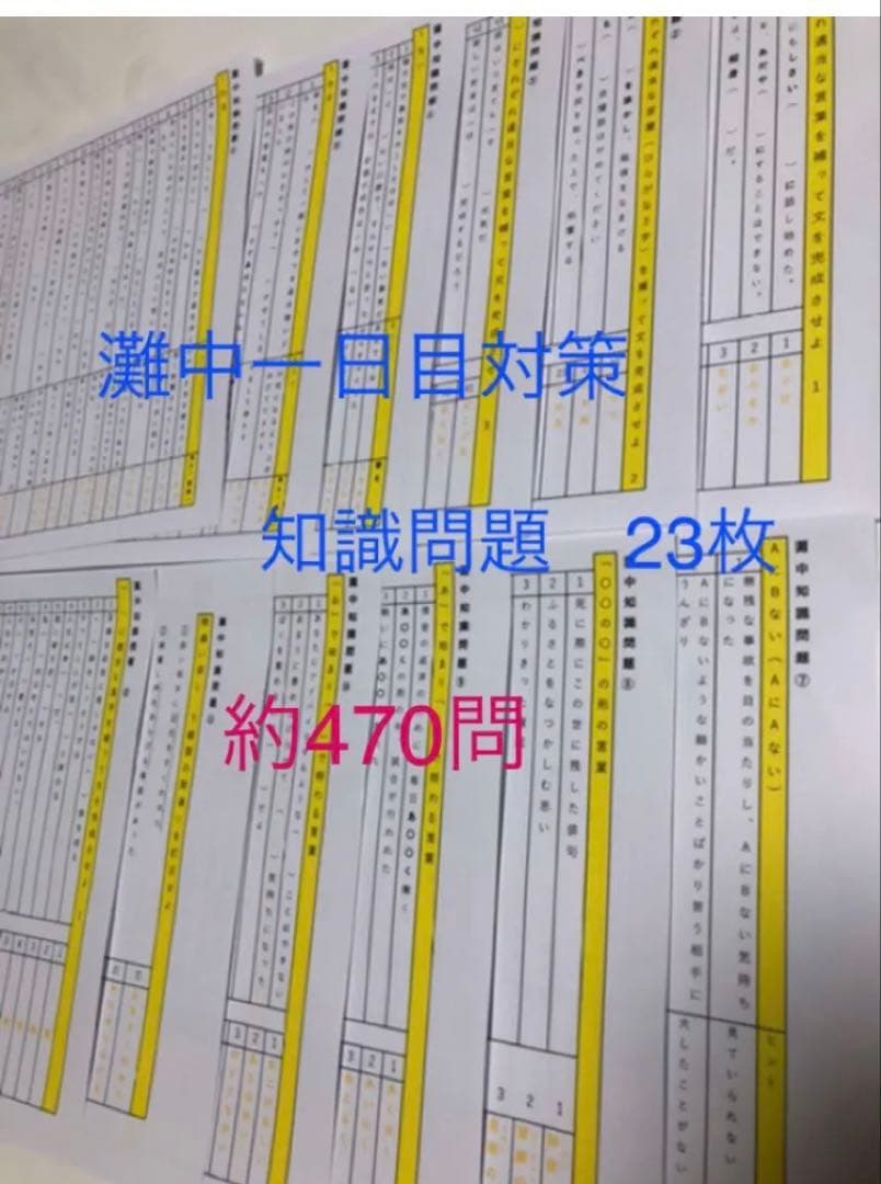 まる　灘中　中学受験　国語 1日目対策資料　4セット