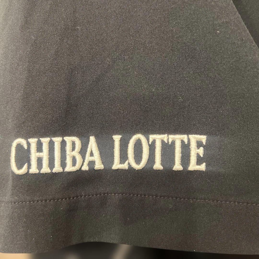 千葉ロッテブラック半袖ジップアップウェア デサントM刺繍サイズXA