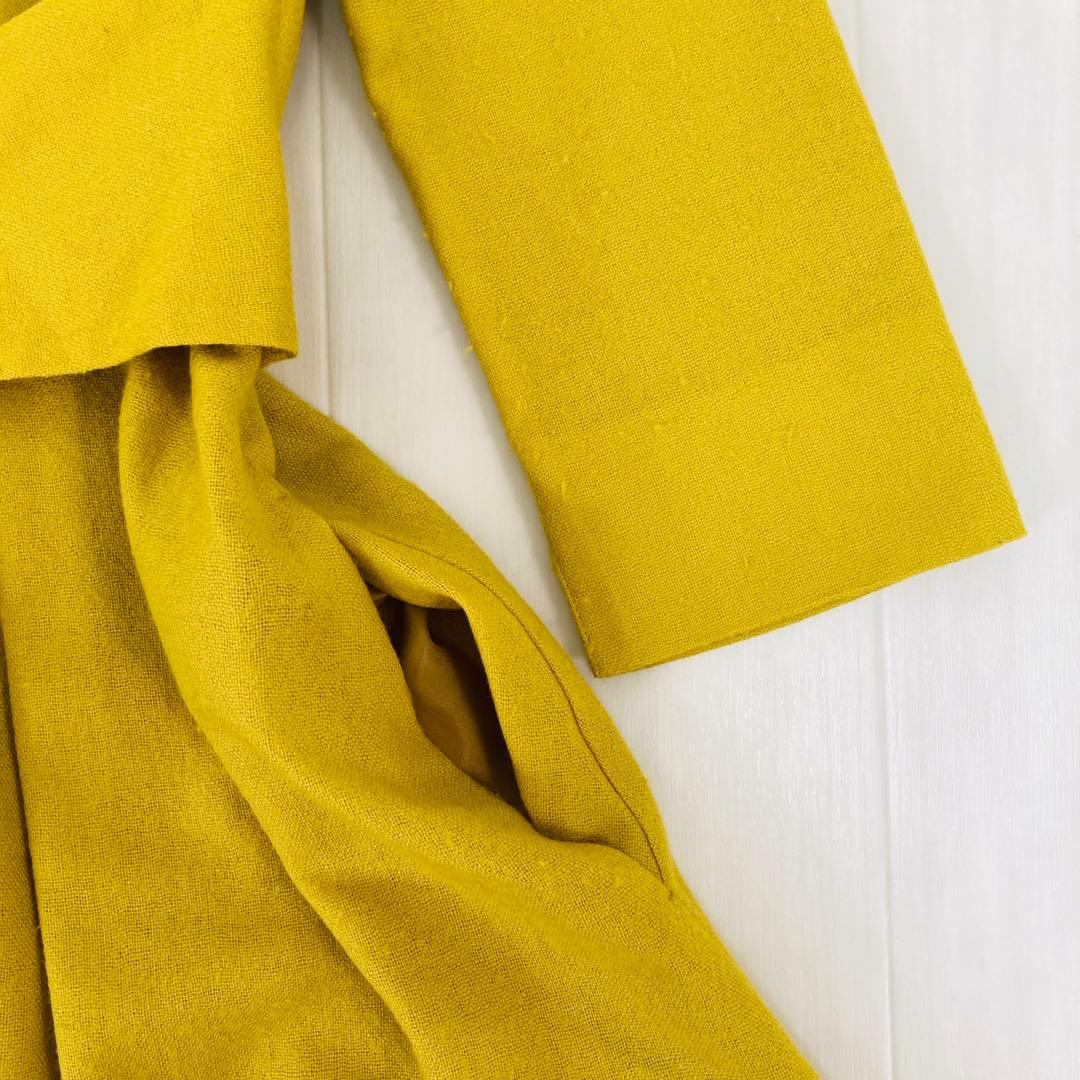 美品 シビラ ウール100% ベルト ワンピース マスタード M 日本製