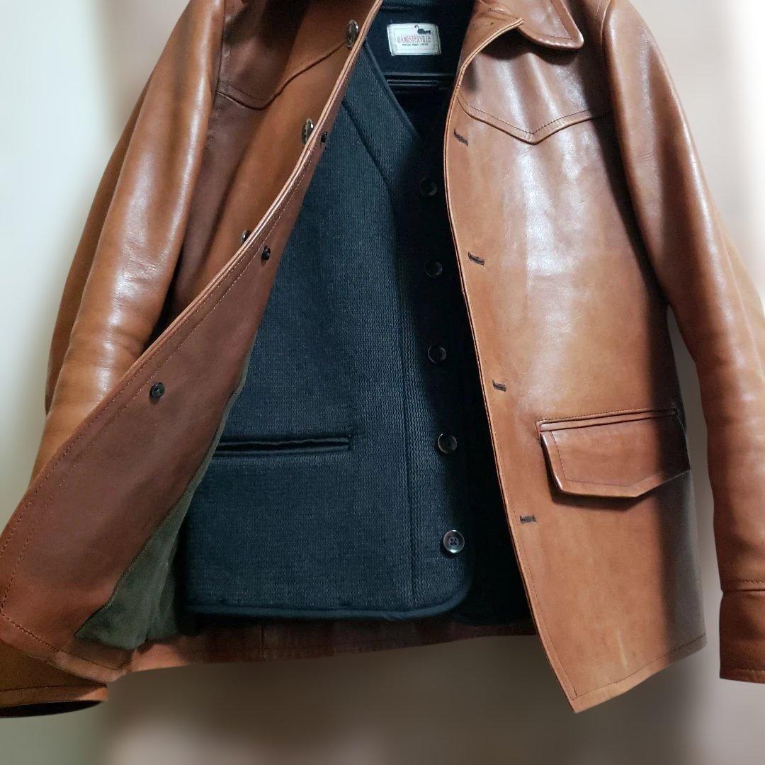 ギャングスタービル 馬革カーコート&ウールベスト