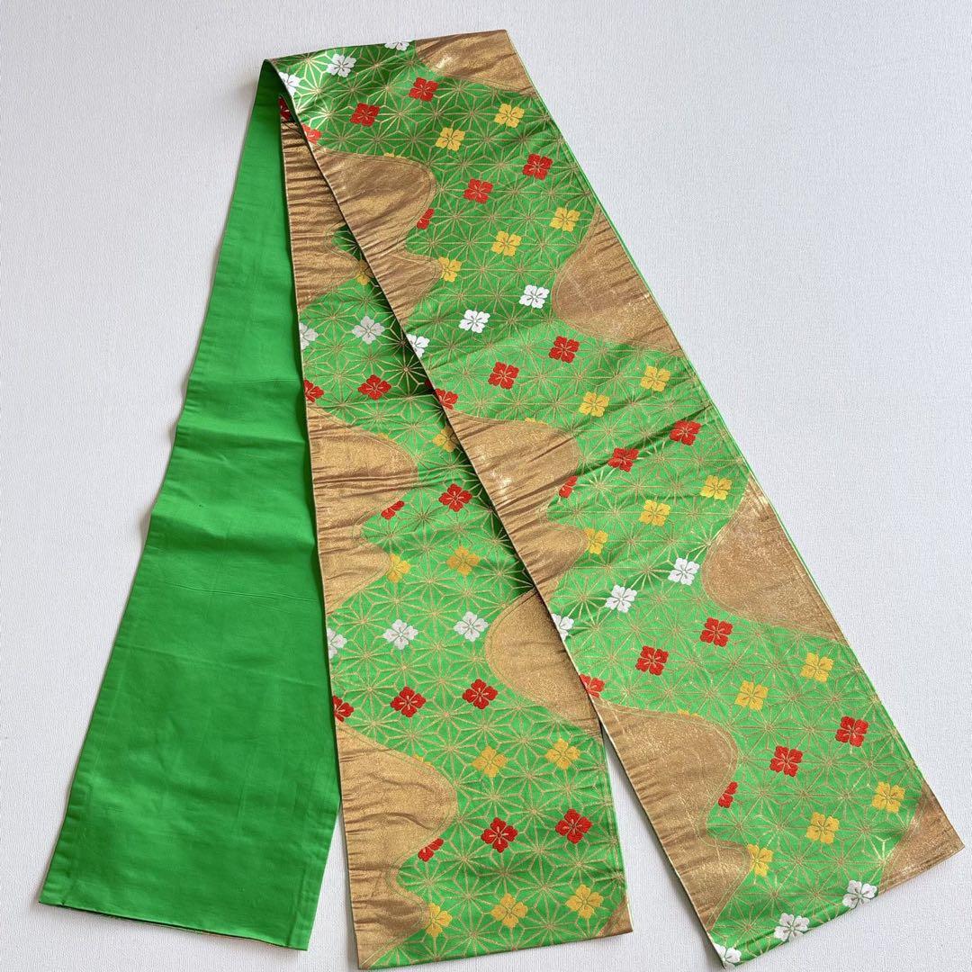 美品　フルセット　七五三７歳女児　ピンク地　袋帯緑　長襦袢付小物セット7290