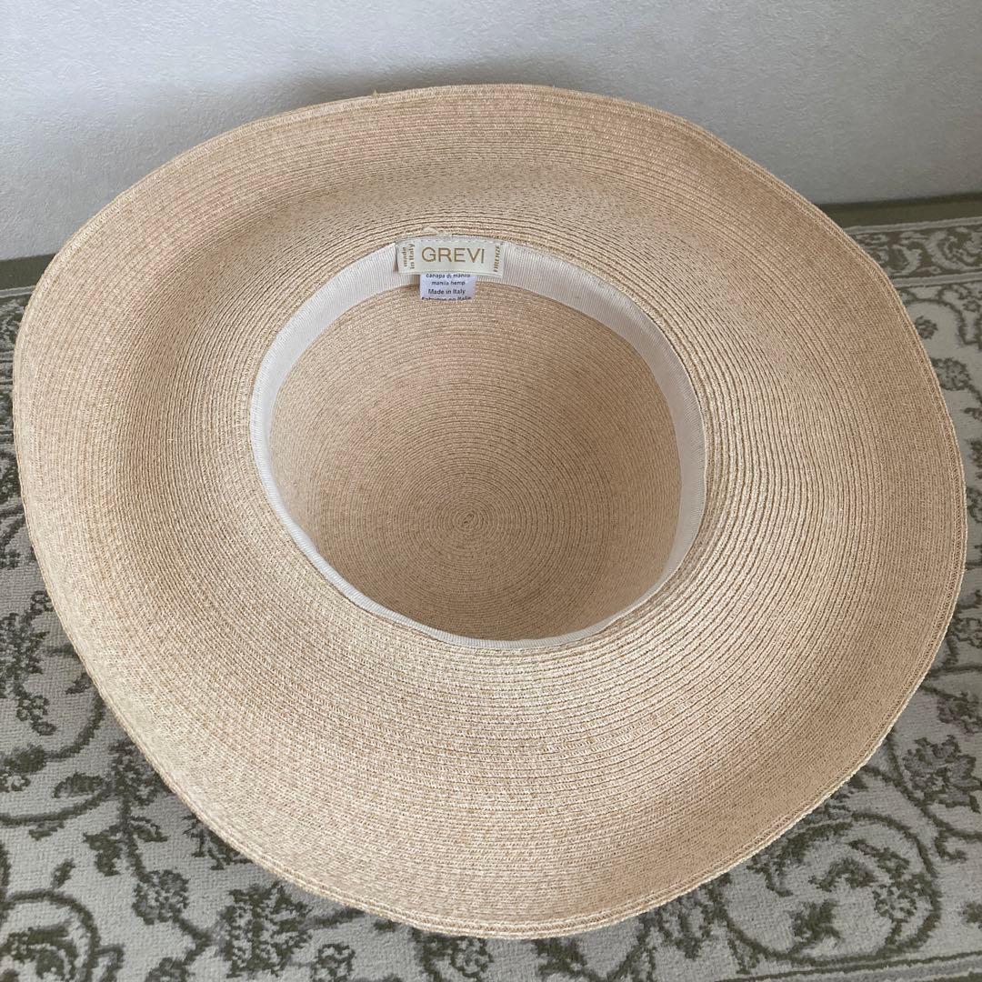 グレヴィGREVI 麦わら帽子　麻　イタリア製