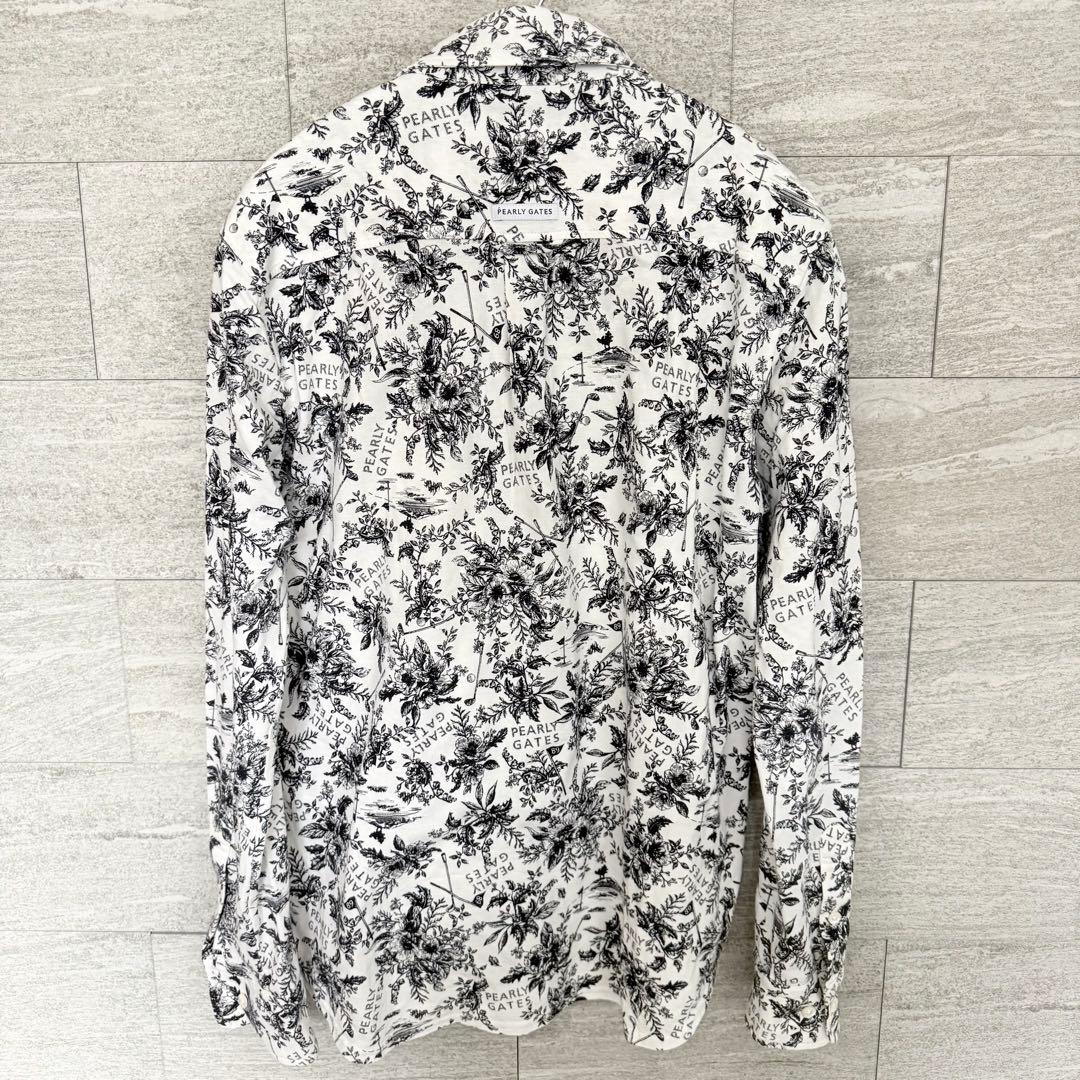 パーリーゲイツ 長袖シャツ 花柄 ボタンダウン メンズMサイズ