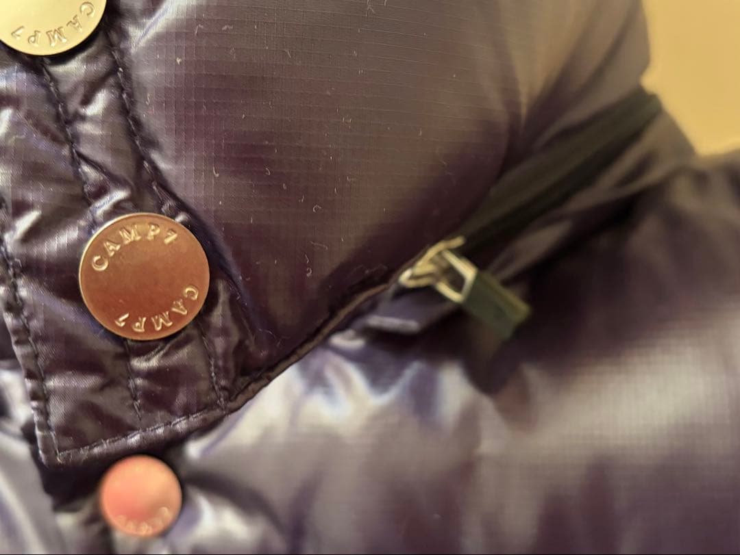 CAMP7 キャンプセブン 光沢 ダウンベスト 2way ファー フード付き 紫