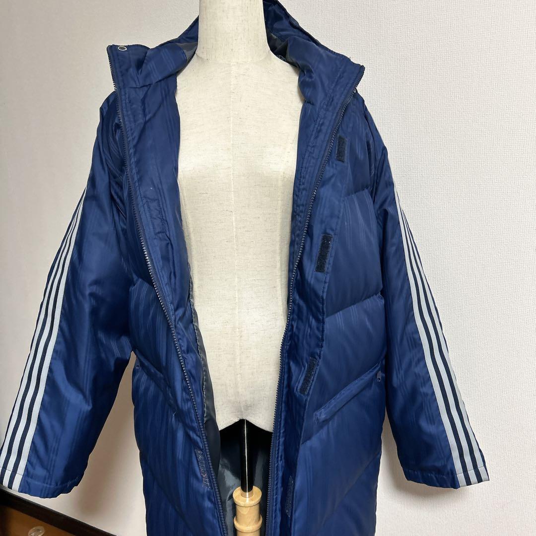 【SALE中】美品✨ adidas ネイビー ストライプ ベンチコート M