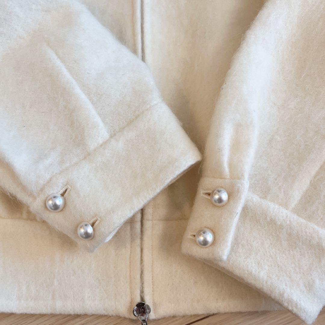 M'S GRACY モヘヤ混　オフホワイト ジャケット 38サイズ　パール