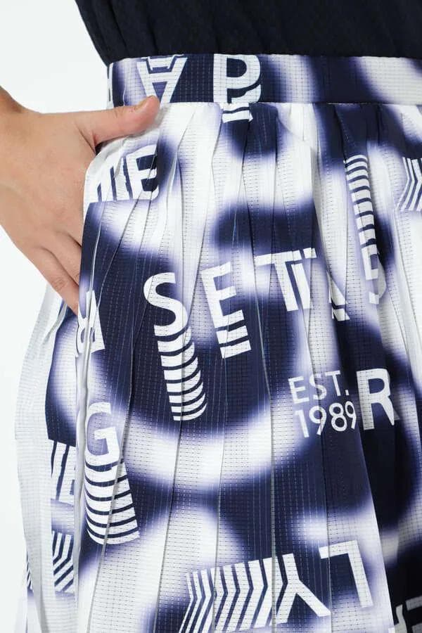 未使用 タグ付 ロゴぼかし プリーツスカート 0 S ネイビー紺 パーリーゲイツ