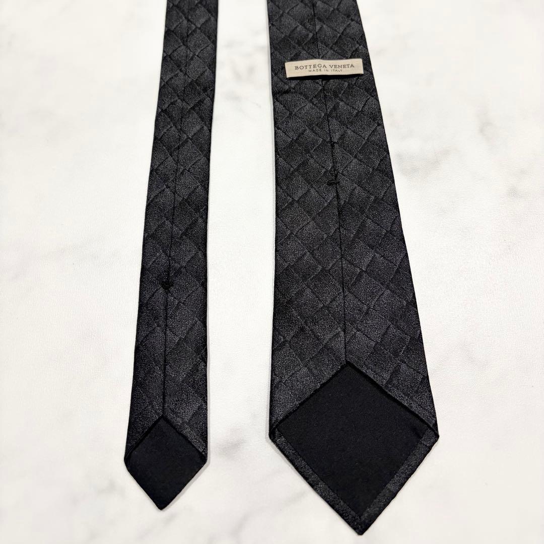 Bottega Veneta シルク100% ネクタイ イントレチャート 黒