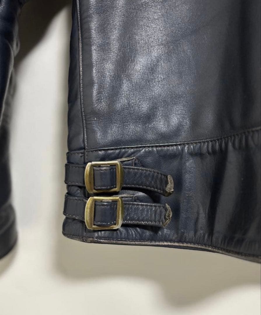 やすのり【美品】80sルイスレザー　スーパーモンザ　38 ネイビー