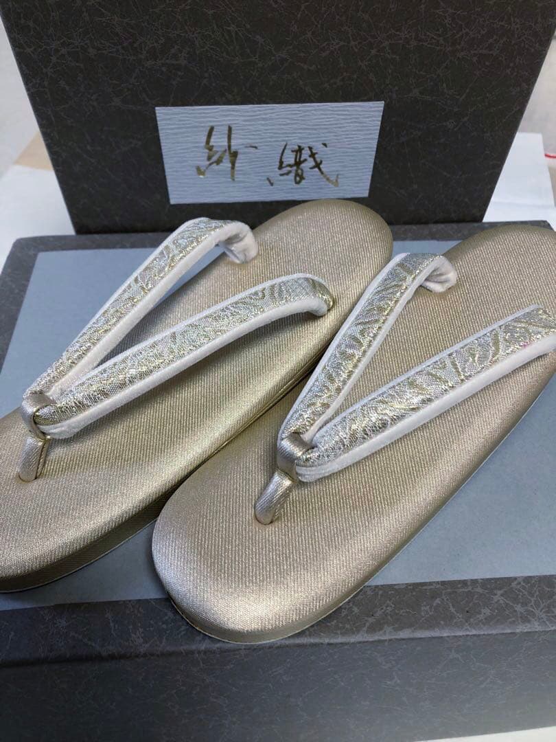 沙織　礼装用草履バッグセット　日本製　シャンパンゴールド　華七宝　サイズ　L