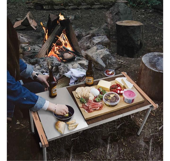 ラグレンigtテーブルbbqグリルウッドトップ付き