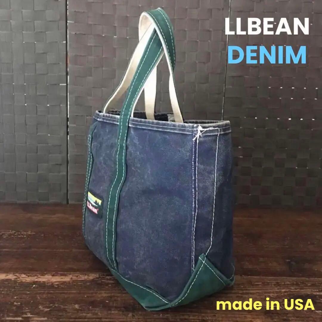 超珍品／LLBEAN／デニム／トート／NAVY／GREEN／80s／希少／旧タグ