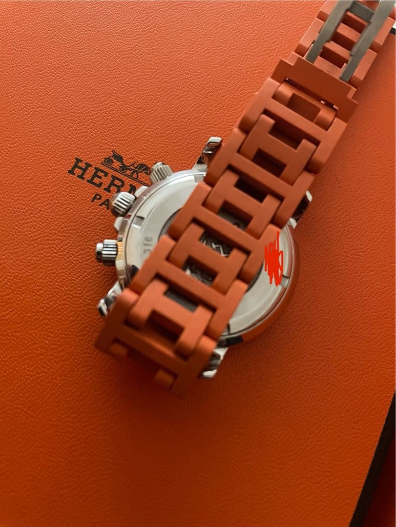 エルメス　クリッパー　ダイバークロノグラフ　ラバーオレンジ　ウオッチ　レディース