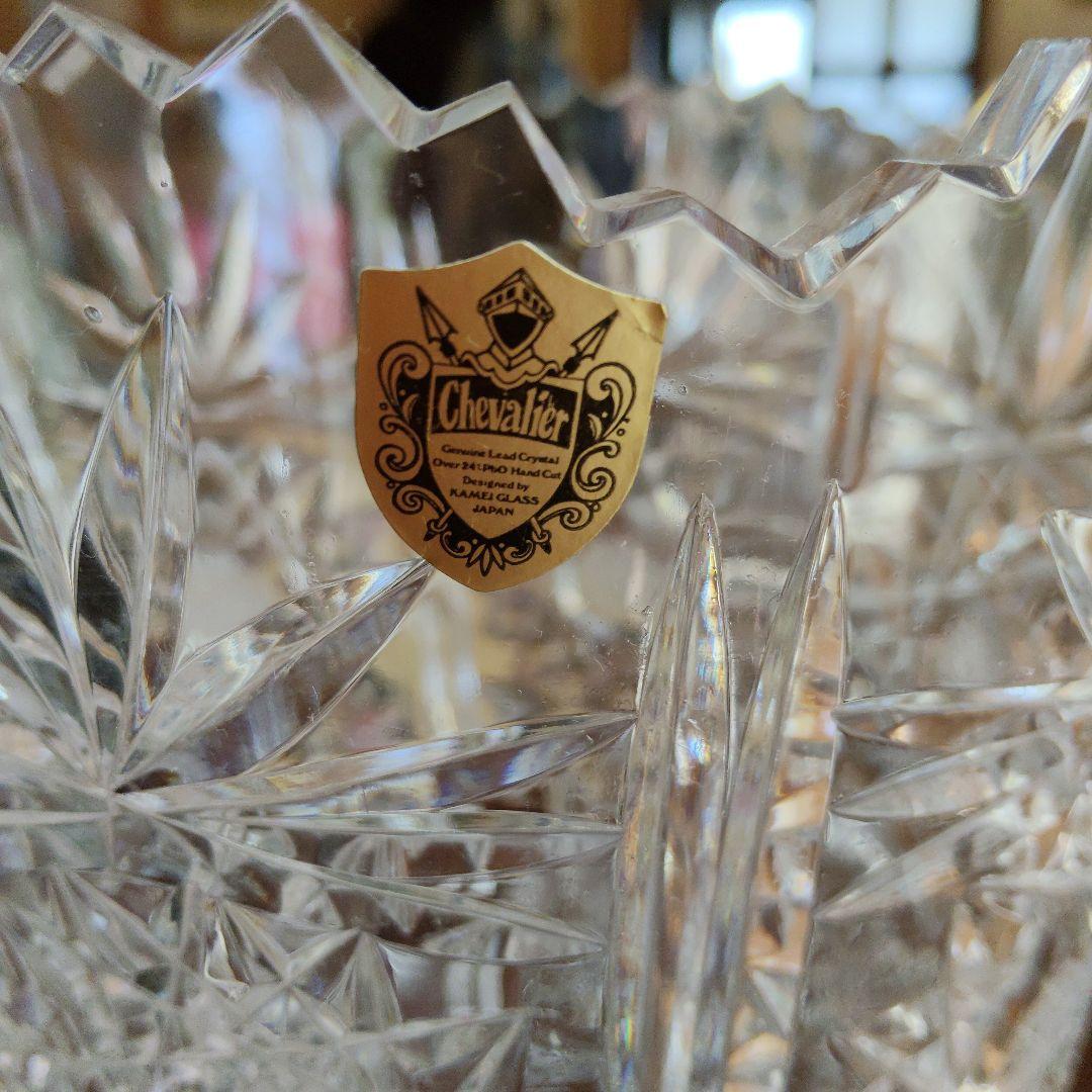 カメイクリスタル　Chevalier　カットガラス　大型花瓶　昭和ヴィンテージ