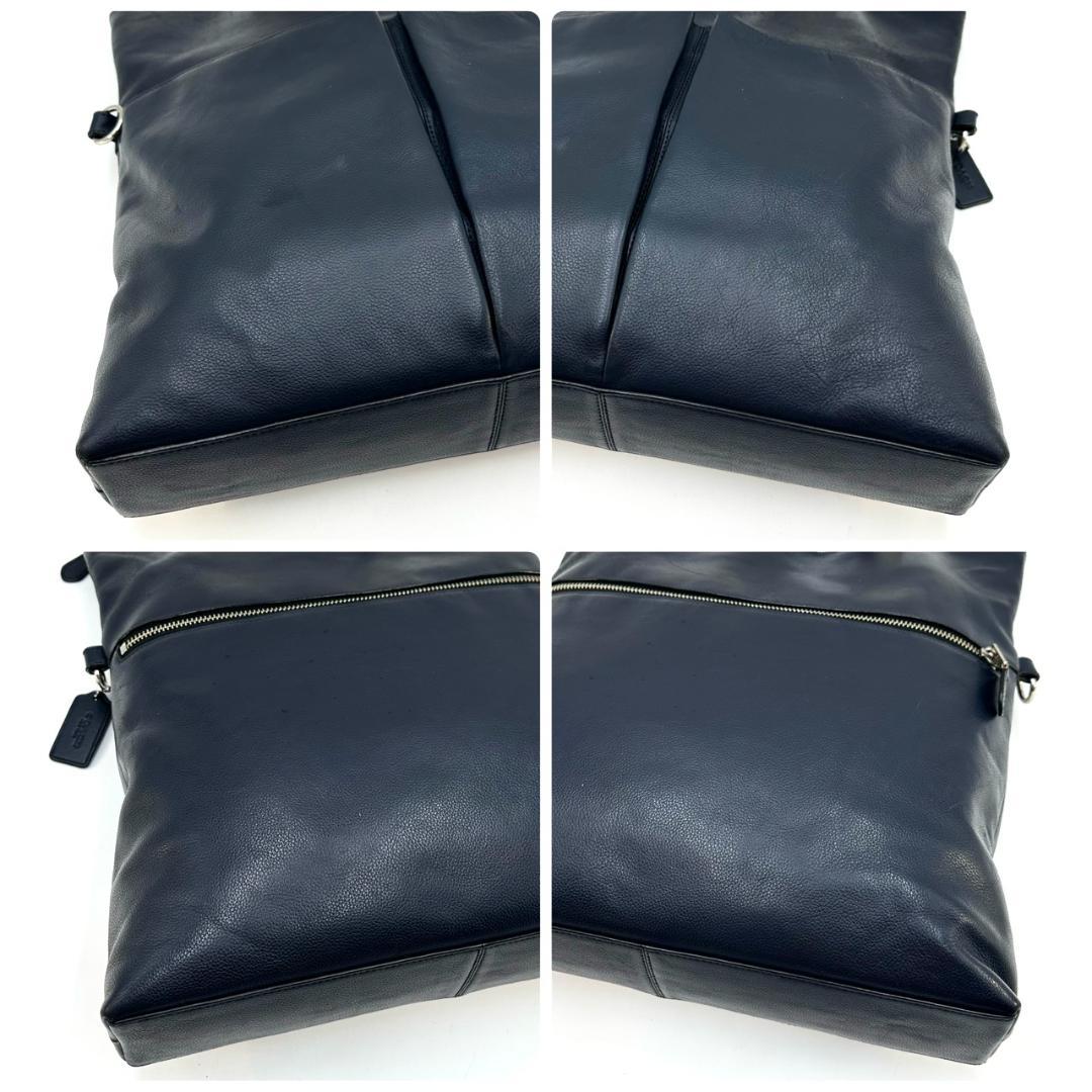 COACH コーチ チャールズ フォールドオーバー 2way トートバッグ 濃紺