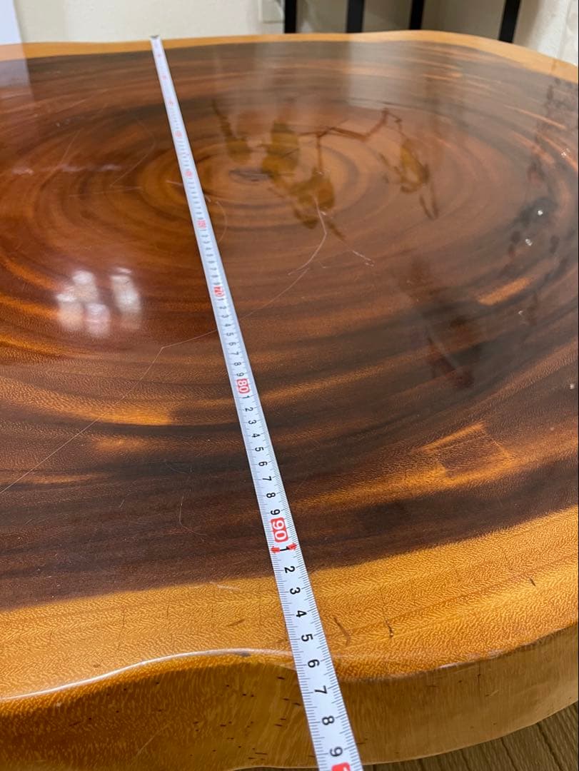 【福岡 引取】一枚板 テーブル モンキーポッド 輪切 座卓