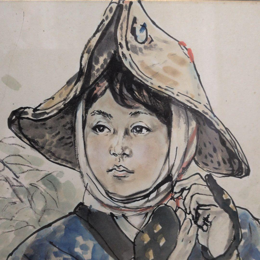 藤沼源三　雫石あねっこ 水墨画