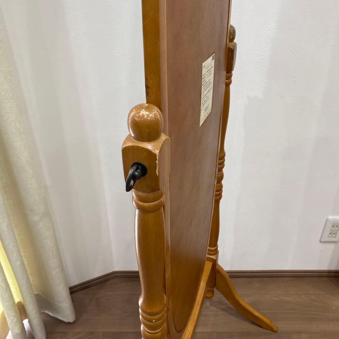 アンティーク オーバル型 木製全身鏡 スタンドミラー 脚付き 大型鏡 ビンテージ