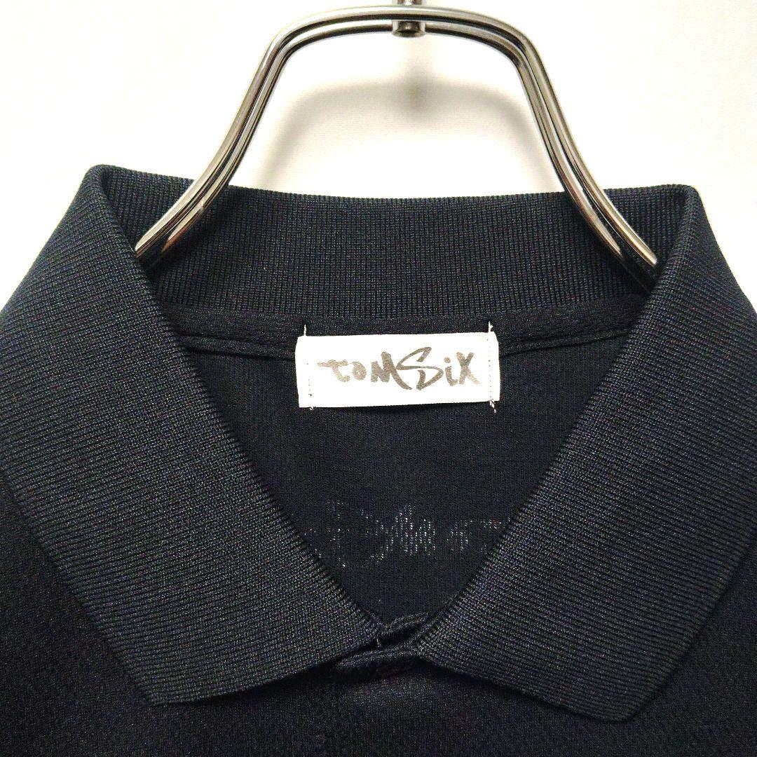TOMSIX　トムシックス　ゴルフウェア　ポロシャツ　メンズ　刺繍ロゴ　黒　S