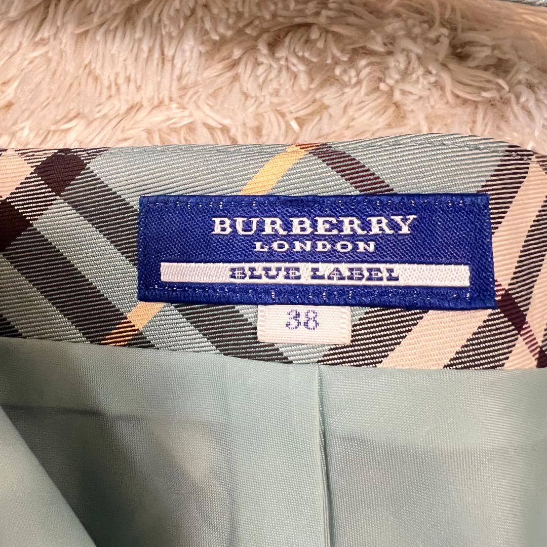 バーバリーブルーレーベル ホルターネック ワンピース ノバチェック ブルー 38