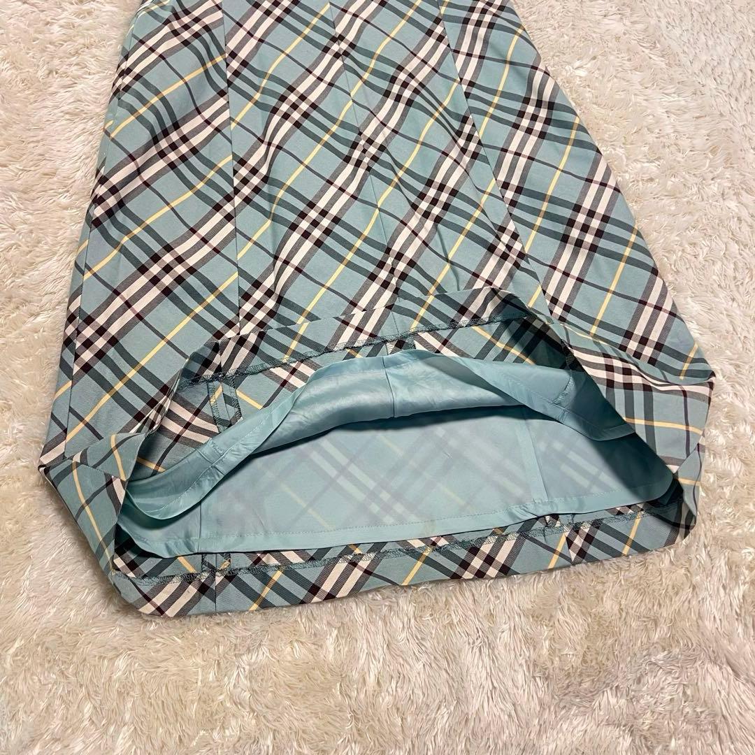 バーバリーブルーレーベル ホルターネック ワンピース ノバチェック ブルー 38