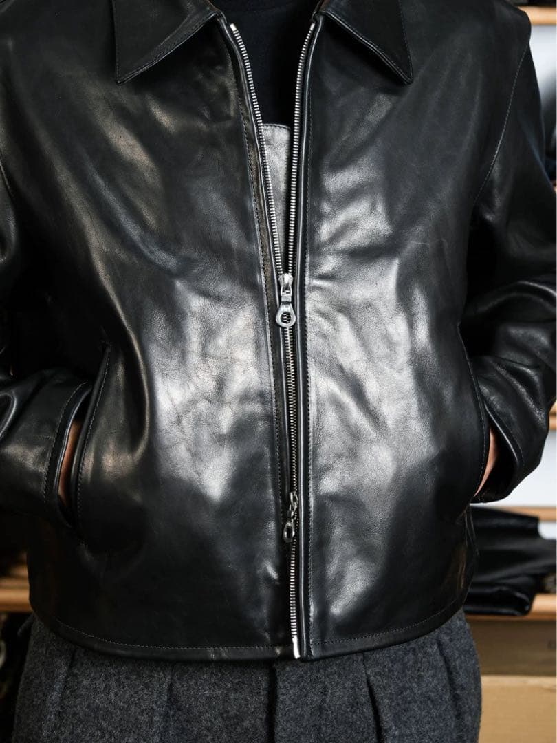 1.2mmオイルワックス牛革一枚革RIRIM6ダブルジップ 短丈ワイドシルエット