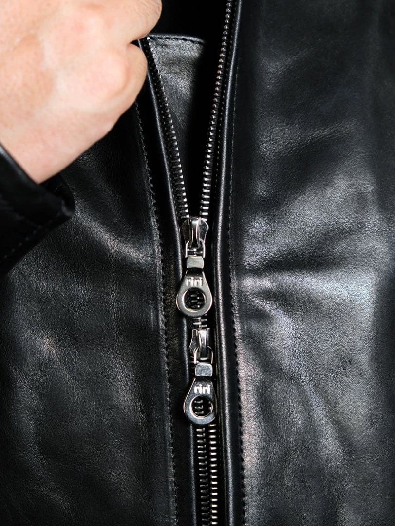 1.2mmオイルワックス牛革一枚革RIRIM6ダブルジップ 短丈ワイドシルエット