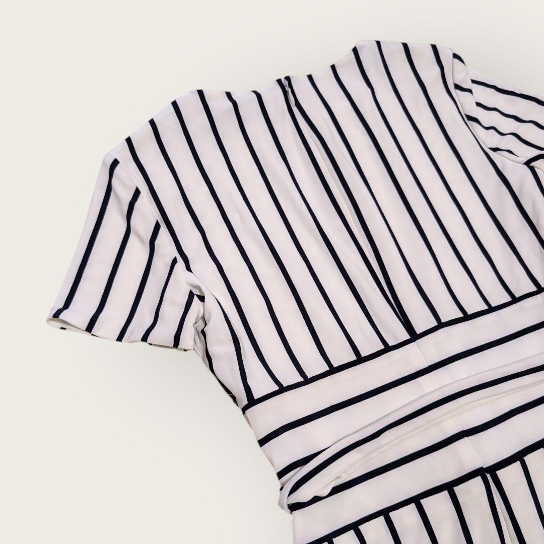 【新品タグ付】ローレンラルフローレン ストレッチワンピース ストライプ 0 S