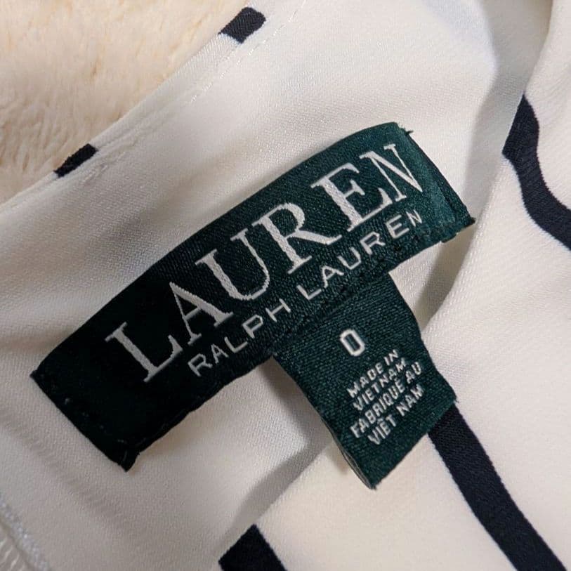 【新品タグ付】ローレンラルフローレン ストレッチワンピース ストライプ 0 S