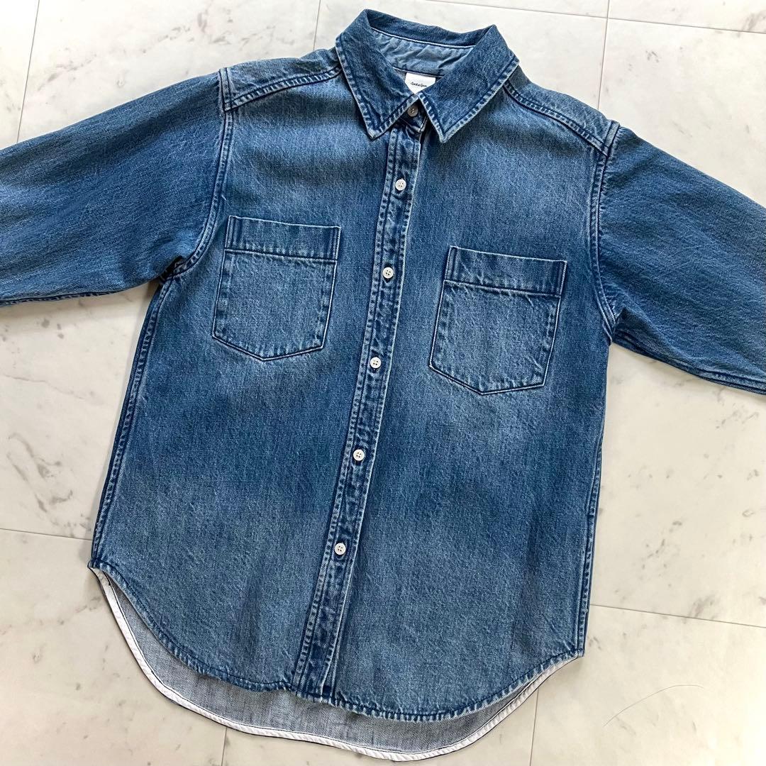 極美品 スピックアンドスパン デニムシャツ インディゴブルー F