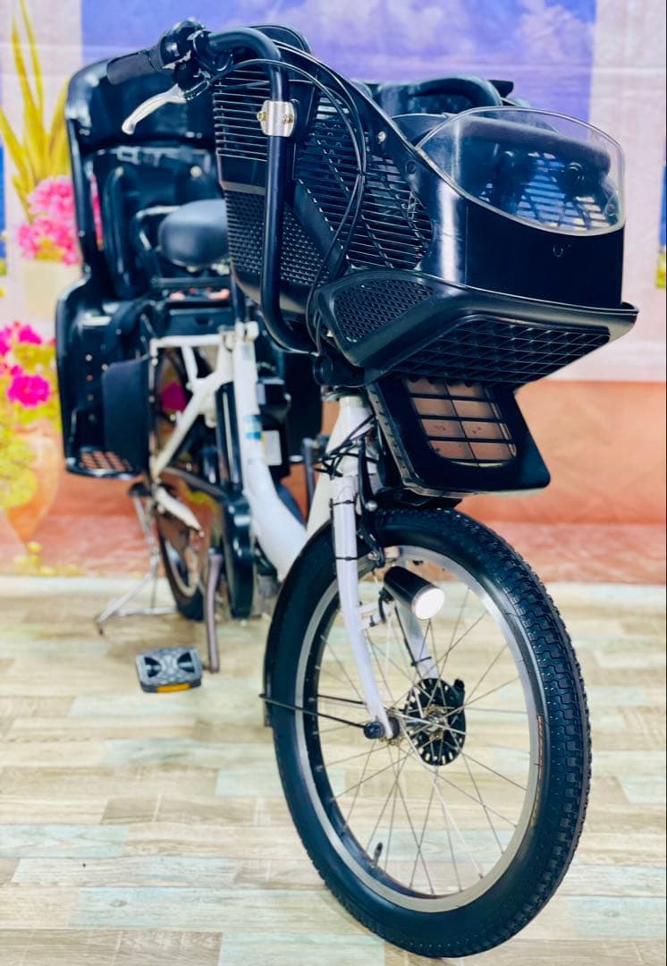 Y2490パスキス⭐️人気カラーホワイト！ヤマハ子供乗せ電動アシスト自転車