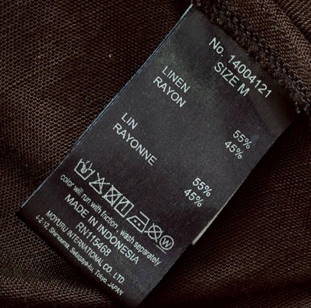 萌 モユル リネン マキシ丈 ロング 総柄 変形 ワンピース 茶