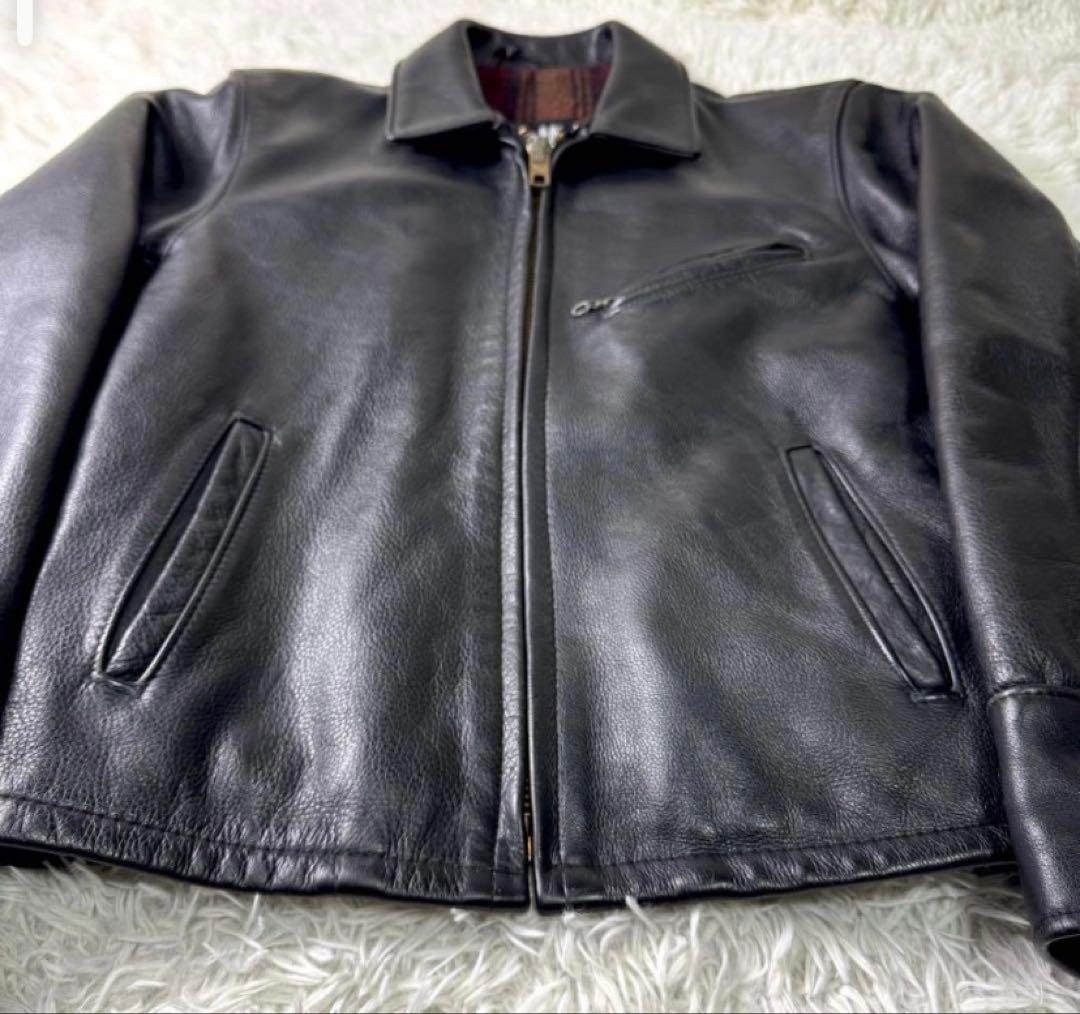 Schott ブラック レザー シングルライダースジャケット