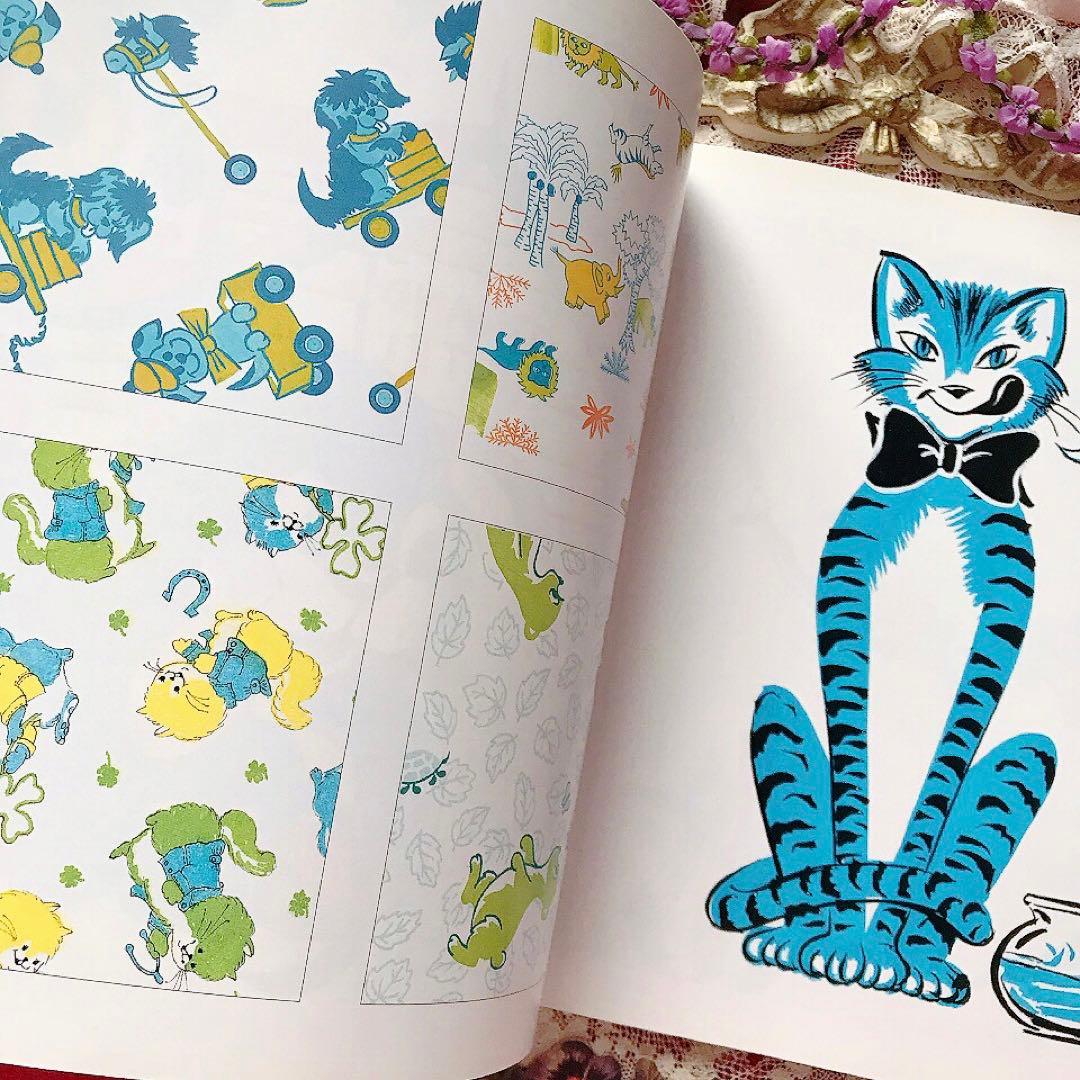 レトロアニマル ヴィンテージ子供服 テキスタイル洋書♡素材CD-ROM付き 猫