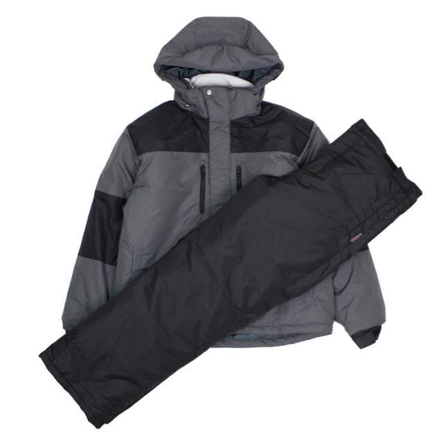 スキーウェア メンズ 上下セット スノーウェア フード付 超撥水 チャコール M