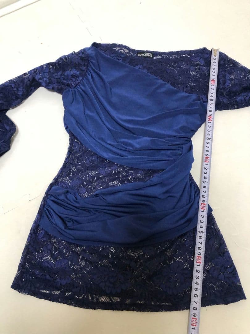 社交ダンス練習着パーティ。クリスアンレースギャザーデザイントップスドレス