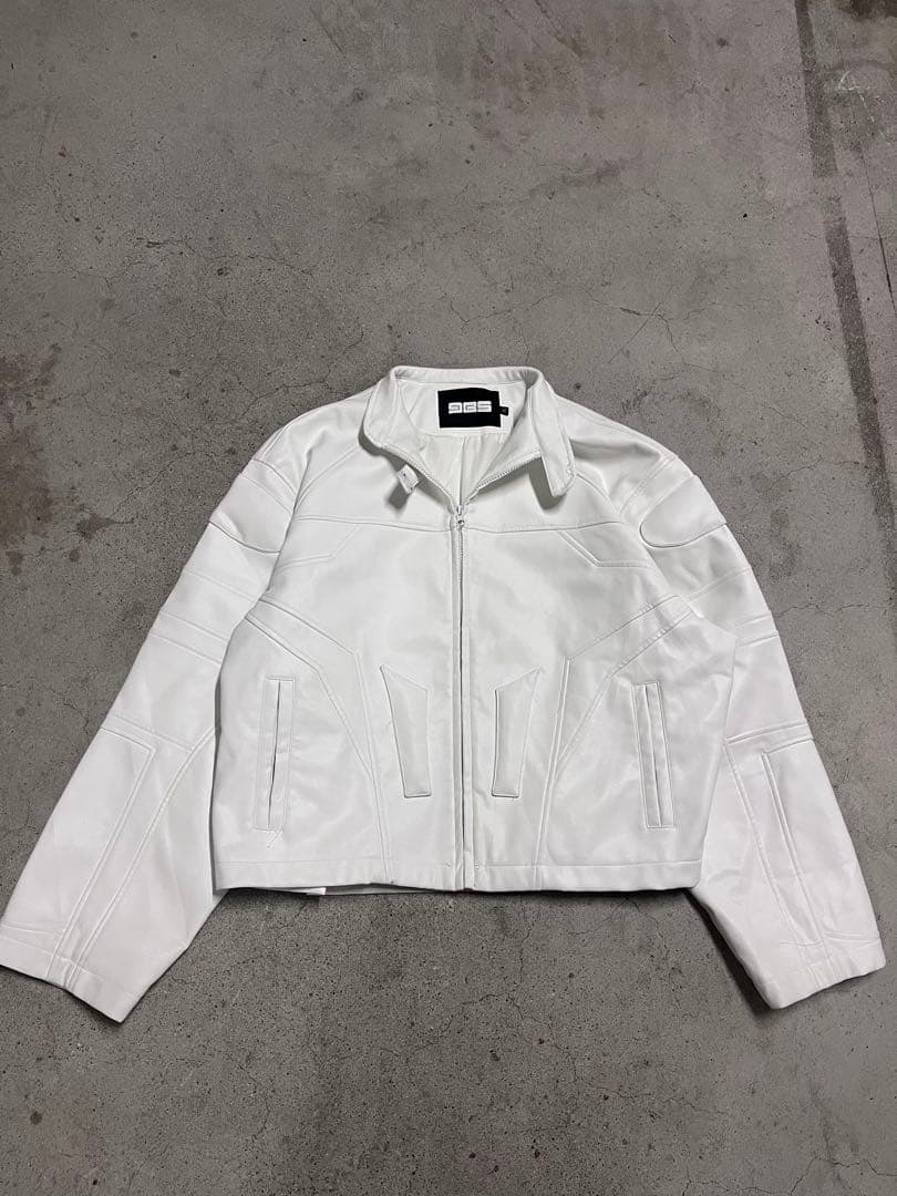 希少　レザージャケット　ストリート　y2k ホワイトカラー