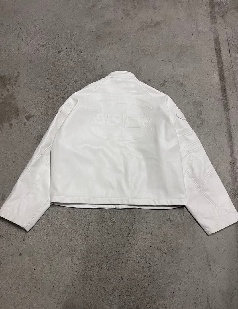 希少　レザージャケット　ストリート　y2k ホワイトカラー