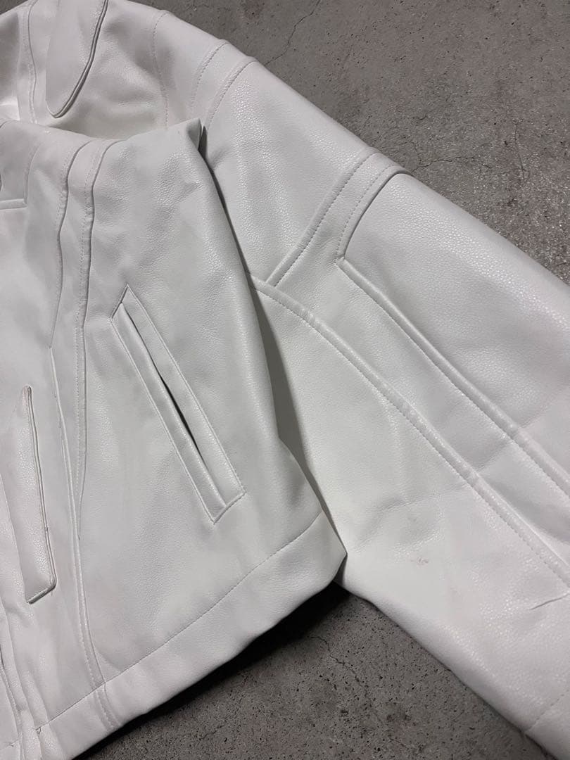 希少　レザージャケット　ストリート　y2k ホワイトカラー