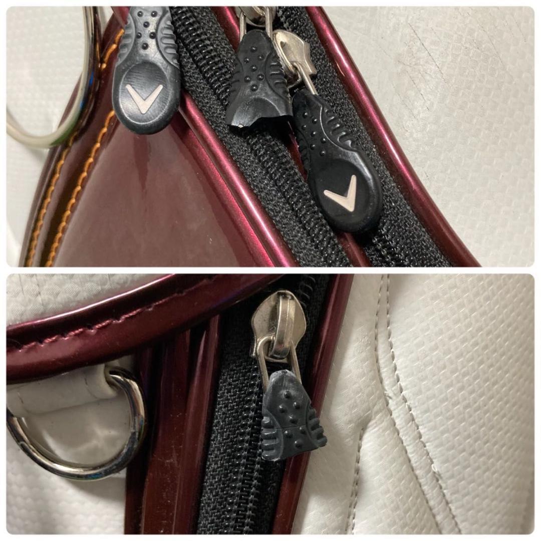 【美品】キャロウェイ キャディバッグ 5分割 フード付 ホワイト系 美品